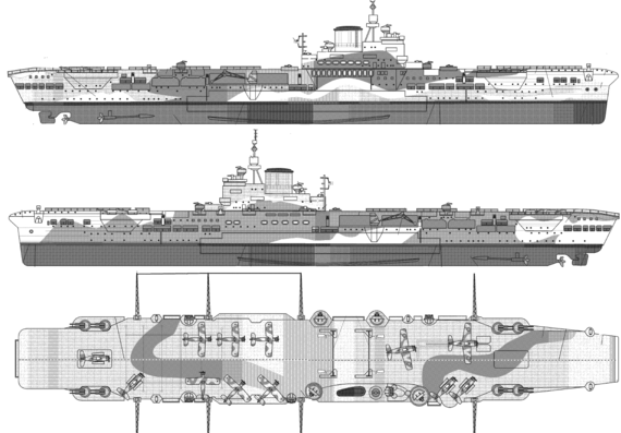 Корабль HMS Illustrious [Aircraft Carrier] (1942) - чертежи, габариты, рисунки